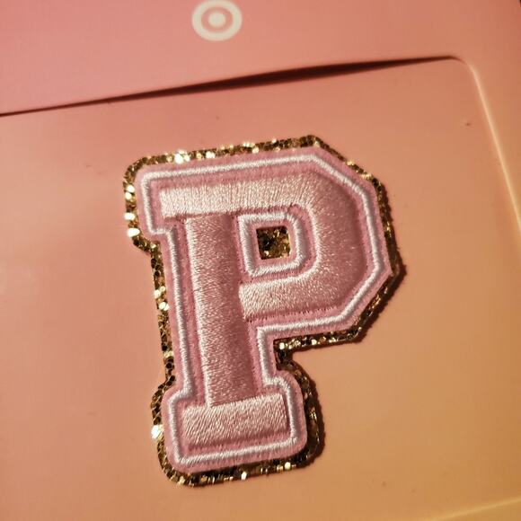 STONEY CLOVER LANE X TARGET COLLABORATION P LETTER PATCH BABY PINK WITH GOLD NWT - Picture 9 of 10